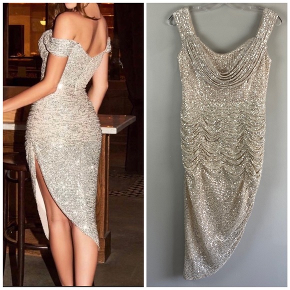 Cinderella Dresses & Skirts - NWT Cinderella Platinum Sequin Dress Size XL